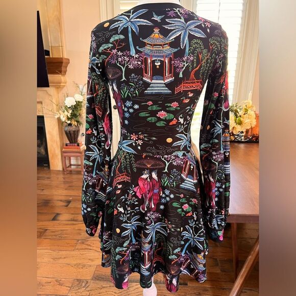 BlackMilk Nihon Shishu Bishop Skater Dress XS NWT Japan Print Whimsical - Picture 7 of 8